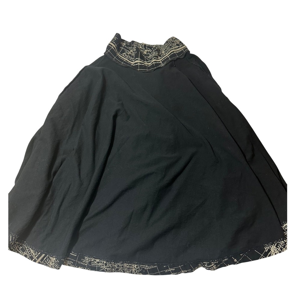 Effie's Heart Skirt Women XS Black Map Print A-Line Midi Pockets Excellent - Picture 7 of 10